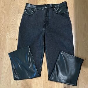 NWOT ABERCROMBIE mixed fabric ultra high-rise ankle straight women’s jeans